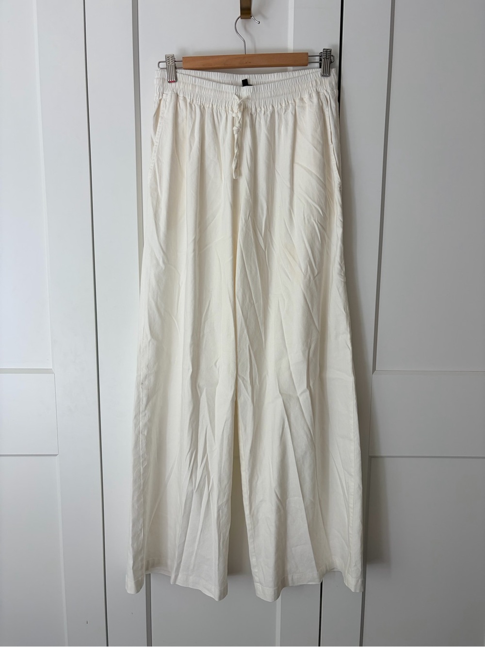 Monrow Off White Linen Blend Drawstring Pants | S